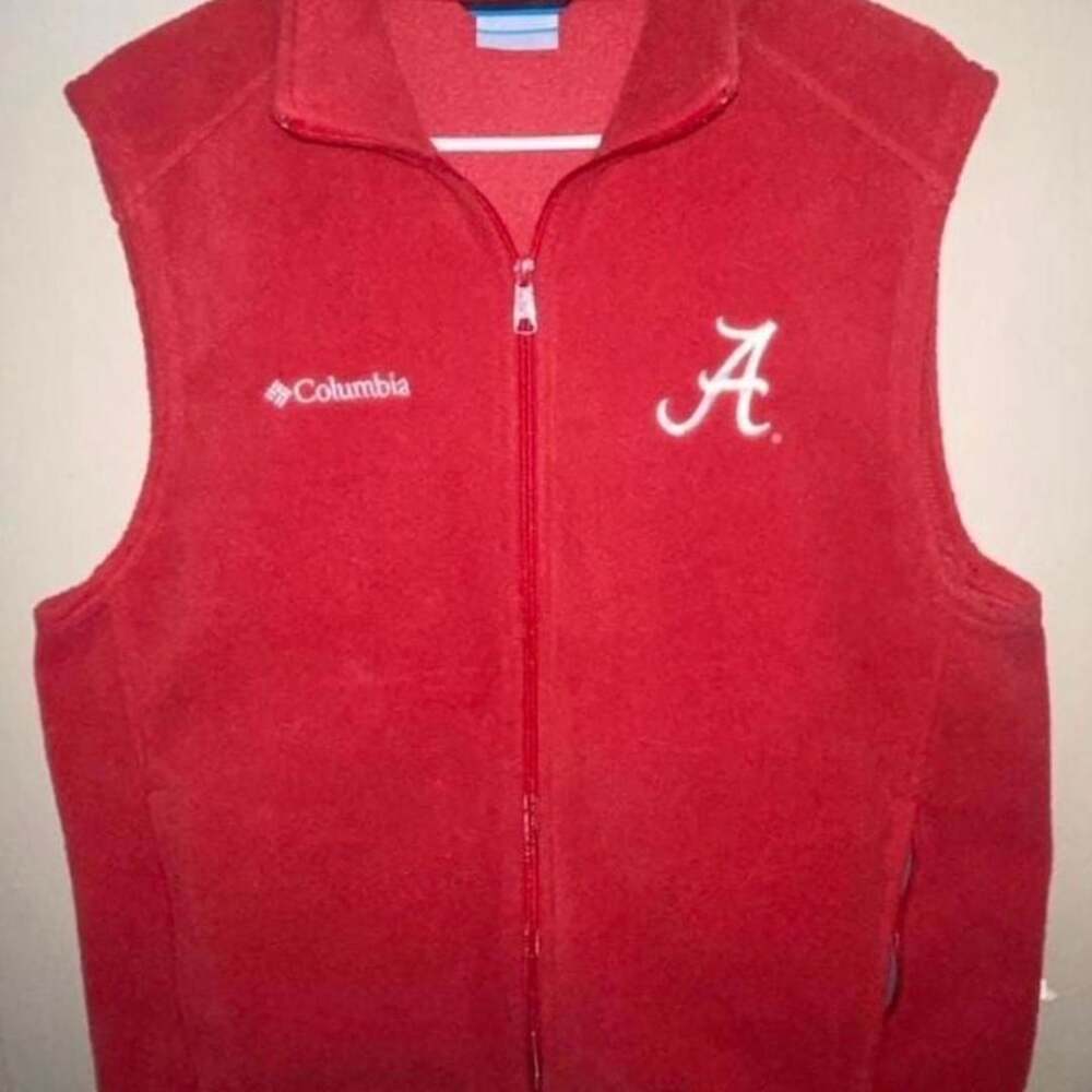 Columbia Alabama Crimson Tide Fleece Vest Size M Red